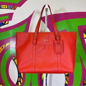Jessica Simpson, Red Tote Bag Padded Laptop Compartment. PVC. Excellent cond!